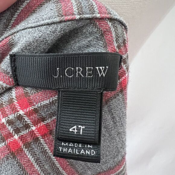 J Crew Plaid Long Sleeve Button Down Shirt Women 4T Gray Red - Picture 3 of 6